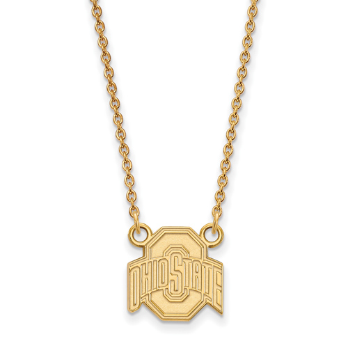 Ohio State University Logo Pendant Necklace Small 10k Yellow Gold