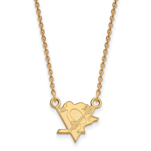 10k Yellow Gold Small Pittsburgh Penguins Pendant with 18in Chain
