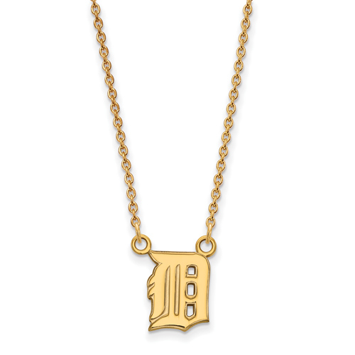 14kt Yellow Gold 3/8in Detroit Tigers D Pendant on 18in Chain