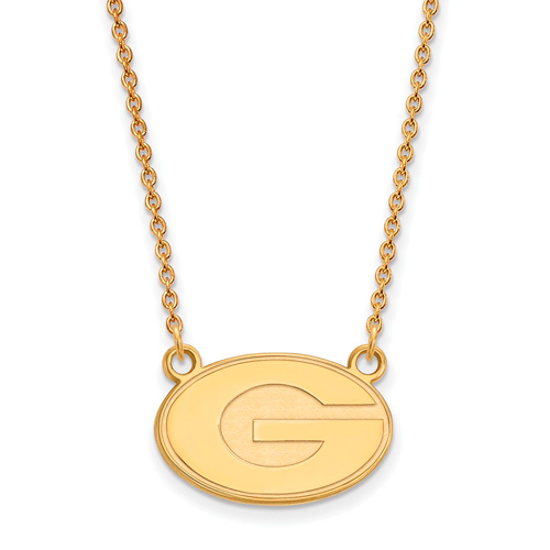 10kt Yellow Gold 1/2in University of Georgia G Pendant with 18in Chain