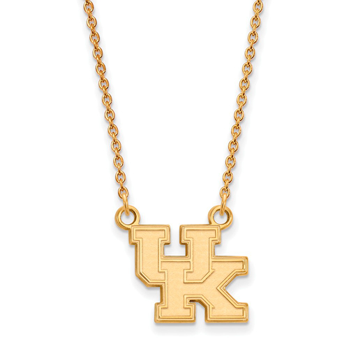 University of Kentucky 1/2in UK Pendant on 18in Chain 14kt Yellow Gold