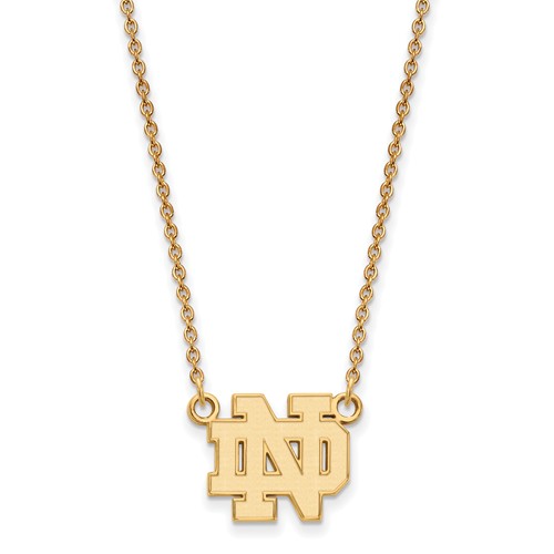 14k Yellow Gold Small University of Notre Dame ND Pendant Necklace