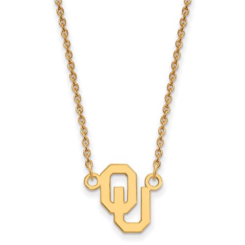 University of Oklahoma Small OU Necklace 14k Yellow Gold