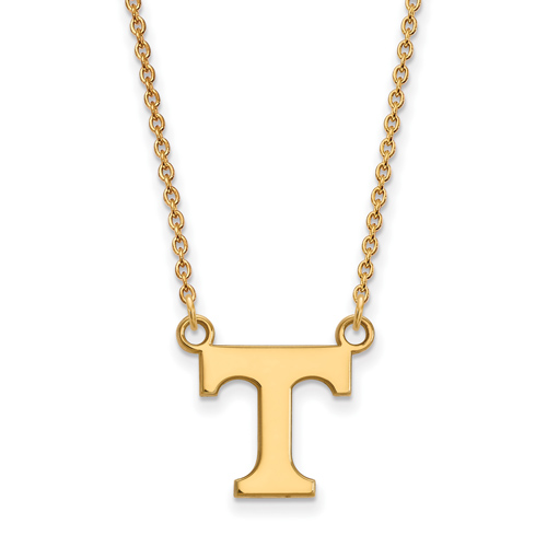 14k Yellow Gold University of Tennessee 1/2in T Pendant on 18in Chain