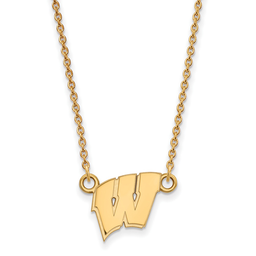 10k Yellow Gold University of Wisconsin Small W Necklace
