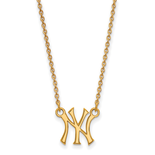 10kt Yellow Gold New York Yankees Small Pendant on 18in Chain