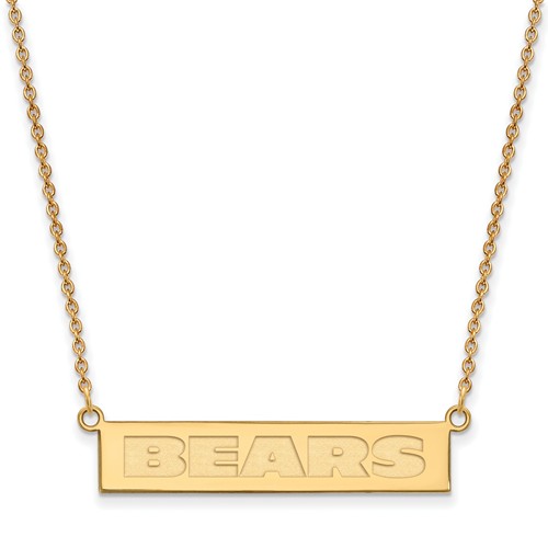 14k Yellow Gold Chicago Bears Bar Necklace