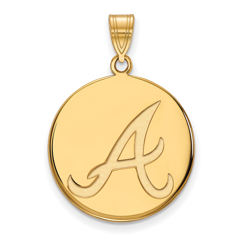10kt Yellow Gold 7/8in Atlanta Braves Disc Pendant