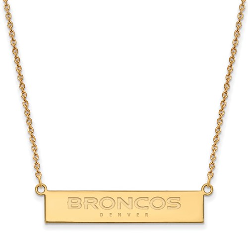 14k Yellow Gold Denver Broncos Bar Necklace
