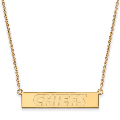 14k Yellow Gold Kansas City Chiefs Bar Necklace