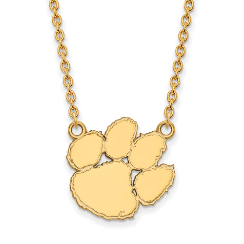 14kt Yellow Gold Clemson University Tiger Paw Pendant with 18in Chain