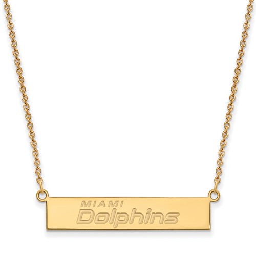 14k Yellow Gold Miami Dolphins Bar Necklace
