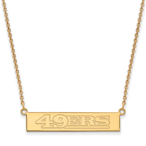14k Yellow Gold San Francisco 49ers Bar Necklace