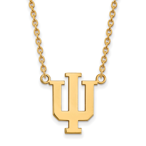 10kt Yellow Gold Indiana University Logo Pendant with 18in Chain