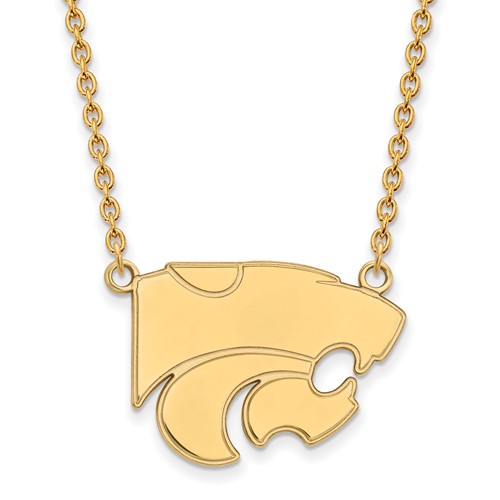 Kansas State University Wildcat Necklace 3/4in 10k Yellow Gold