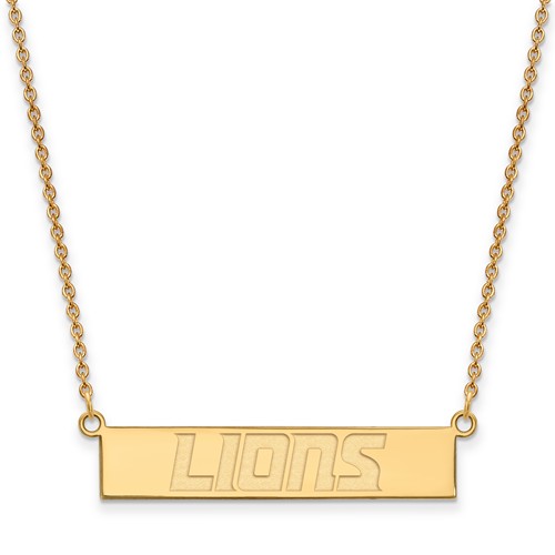 10k Yellow Gold Detroit Lions Bar Necklace