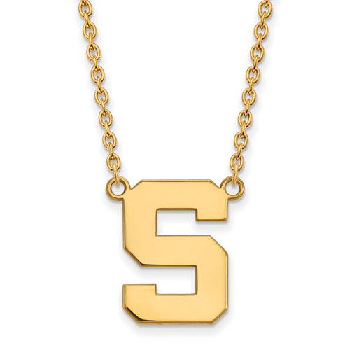 Michigan State University Block S Necklace 3/4in 10k Yellow Gold