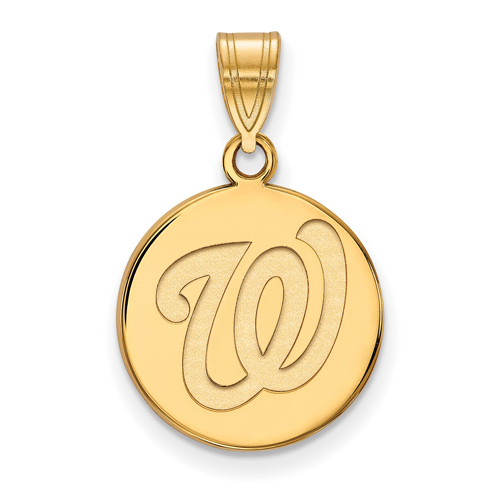 14k Yellow Gold 5/8in Round Washington Nationals Pendant