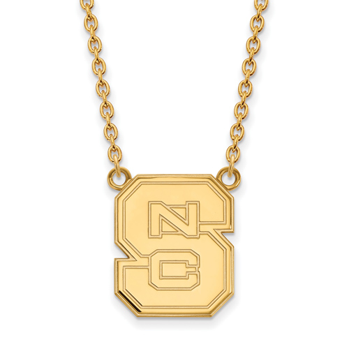 10k Yellow Gold North Carolina State Univ. Block S Necklace 3/4in