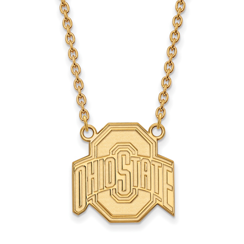 Ohio State University Pendant Necklace 3/4in 10k Yellow Gold