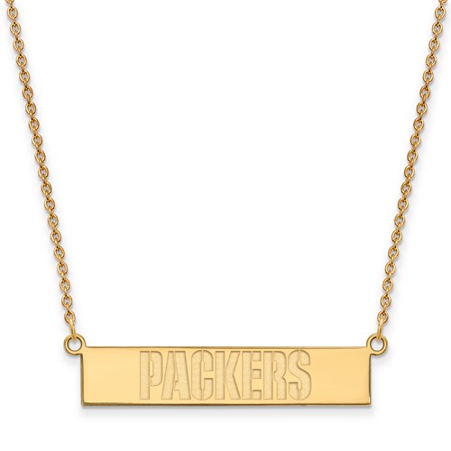 14k Yellow Gold Green Bay Packers Bar Necklace