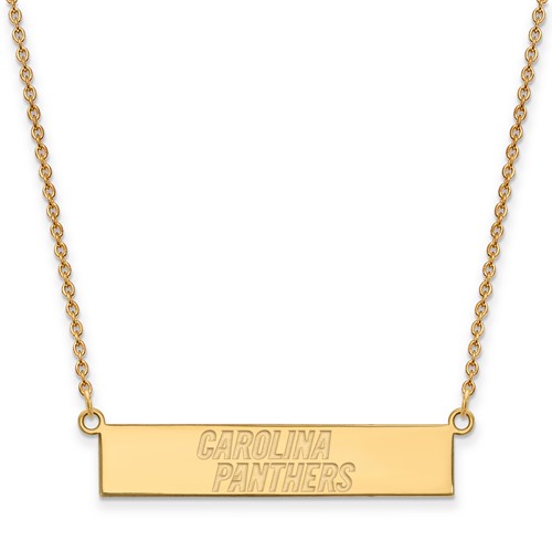 14k Yellow Gold Carolina Panthers Bar Necklace