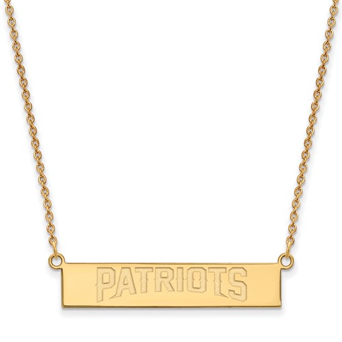 14k Yellow Gold New England Patriots Bar Necklace