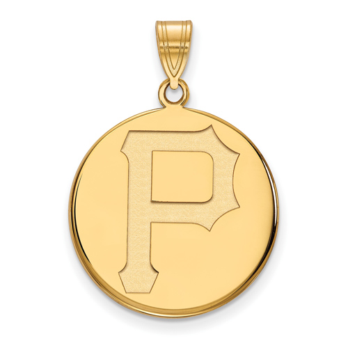 14k Yellow Gold 3/4in Pittsburgh Pirates Disc Pendant
