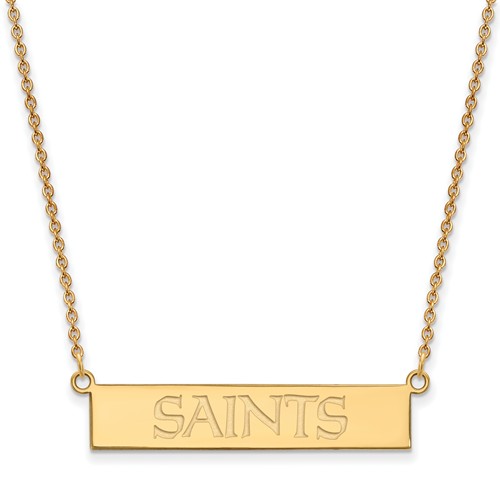 10k Yellow Gold New Orleans Saints Bar Necklace