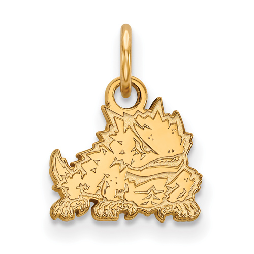 14kt Yellow Gold 3/8in Texas Christian University Horned Frog Pendant