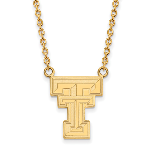 10kt Yellow Gold Texas Tech University Logo Pendant with 18in Chain
