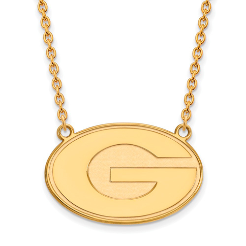 14kt Yellow Gold 3/4in University of Georgia G Pendant with 18in Chain