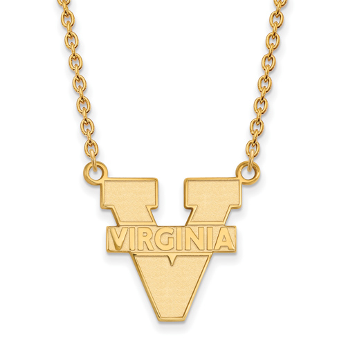 10kt Yellow Gold University of Virginia Logo Pendant with 18in Chain