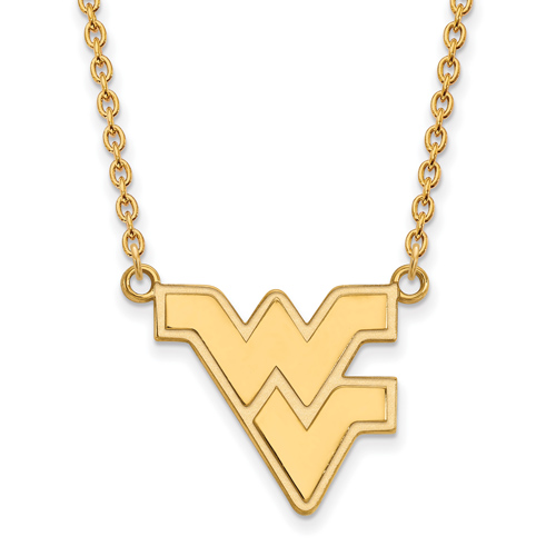 10kt Yellow Gold West Virginia University WV Pendant with 18in Chain