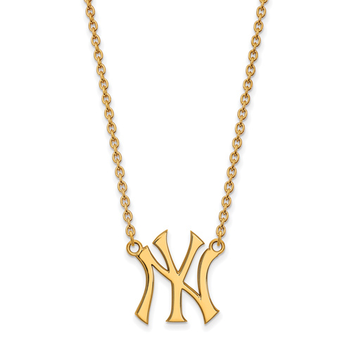 10kt Yellow Gold New York Yankees NY Pendant on 18in Chain