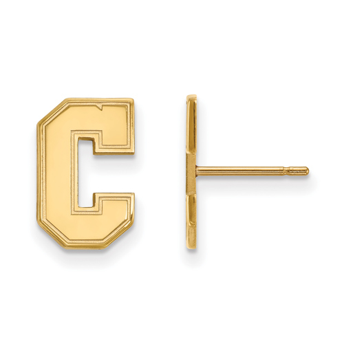 College of Charleston Small Post C Earrings 10k Yellow Gold