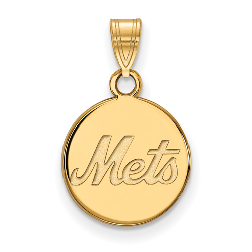 14kt Yellow Gold 1/2in New York Mets Disc Pendant