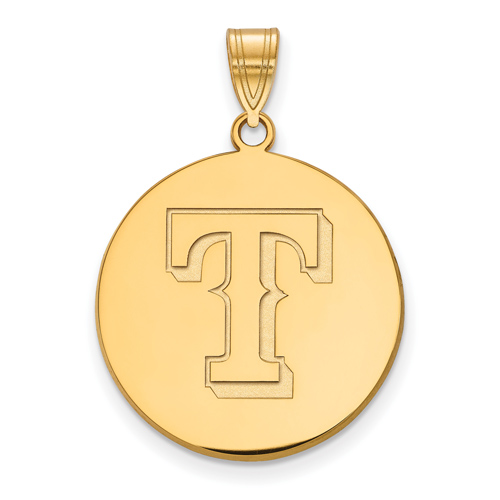 14k Yellow Gold 3/4in Texas Rangers Disc Pendant