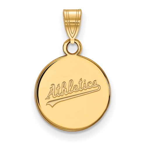 10k Yellow Gold 1/2in Round Oakland A's Pendant
