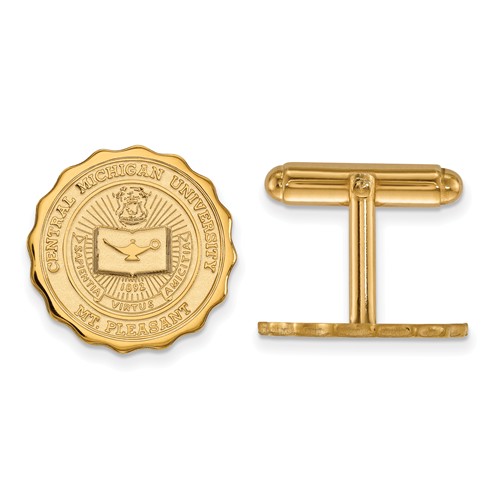 Central Michigan University Crest Cuff Links 14k Yellow Gold