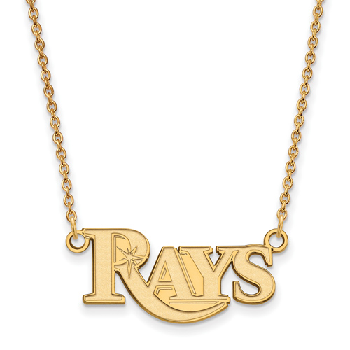 10k Yellow Gold 3/8in Tampa Bay Rays Pendant on 18in Chain
