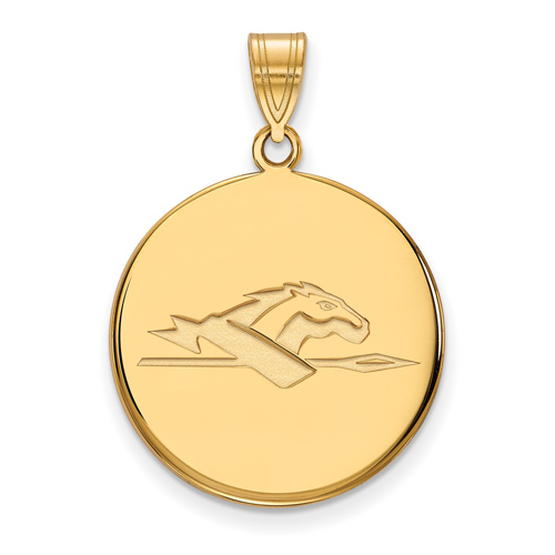 14k Yellow Gold 3/4in Longwood University Round Pendant