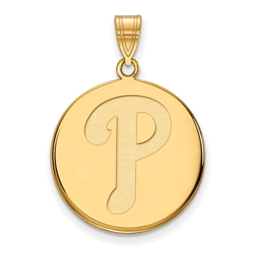 10kt Yellow Gold 3/4in Philadelphia Phillies Disc Pendant