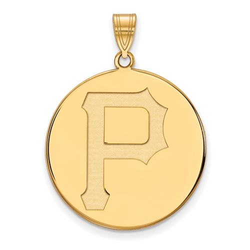 14k Yellow Gold 1in Pittsburgh Pirates P Disc Pendant