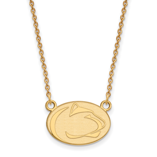 14kt Yellow Gold 1/2in Penn State University Pendant with 18in Chain