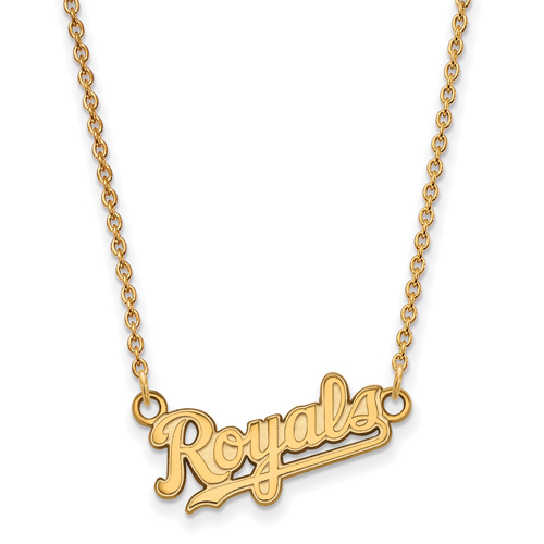 10kt Yellow Gold 3/8in Kansas City Royals Pendant on 18in Chain