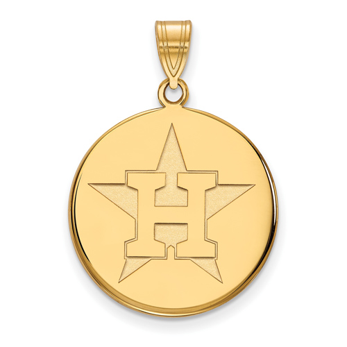 10k Yellow Gold 3/4in Houston Astros Disc Pendant