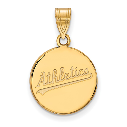 10k Yellow Gold 5/8in Round Oakland A's Pendant