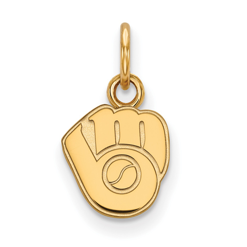 10k Yellow Gold 3/8in Milwaukee Brewers Glove Logo Pendant