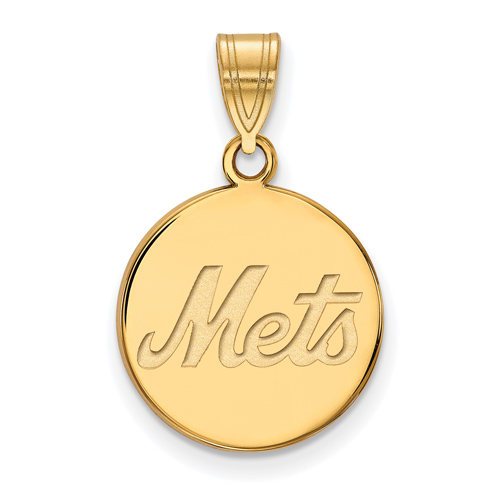 10kt Yellow Gold 5/8in New York Mets Disc Pendant